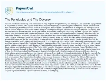 Essay on The Penelopiad and the Odyssey