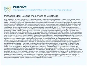 Essay on Michael Jordan: Beyond the Echoes of Greatness