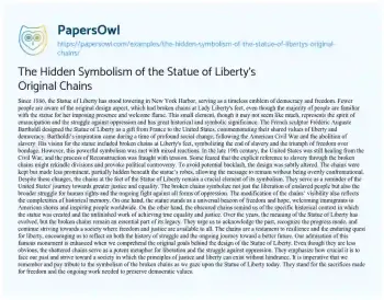 Essay on The Hidden Symbolism of the Statue of Liberty’s Original Chains