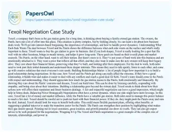 Essay on Texoil Negotiation Case Study