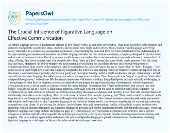 Essay on The Crucial Influence of Figurative Language on Effective Communication