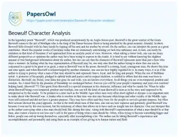 Essay on Beowulf Character Analysis