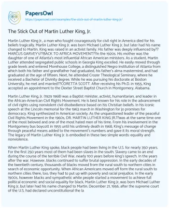 Essay on The Stick out of Martin Luther King, Jr.