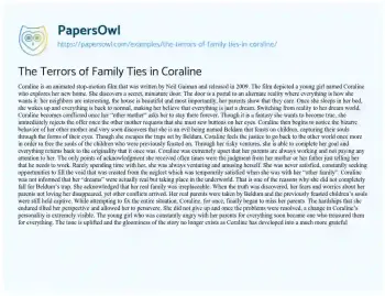 Essay on The Terrors of Family Ties in Coraline