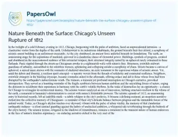 Essay on Nature Beneath the Surface: Chicago’s Unseen Rupture of 1812