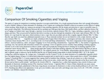 Essay on The Rise of Vaping: a Comparative Analysis with Smoking