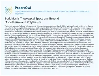 Essay on Buddhism’s Theological Spectrum: Beyond Monotheism and Polytheism