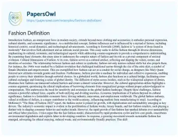 Essay on Fashion Definition