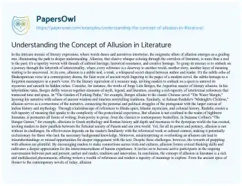 Essay on Understanding the Concept of Allusion in Literature