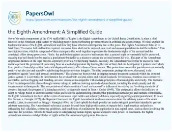 Essay on the Eighth Amendment: a Simplified Guide