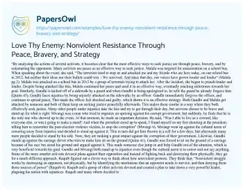 Essay on Love Thy Enemy: Nonviolent Resistance through Peace, Bravery, and Strategy