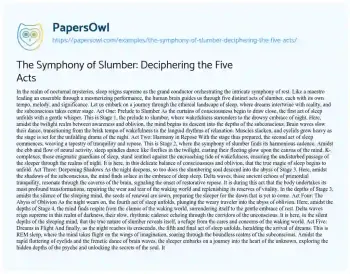 Essay on The Symphony of Slumber: Deciphering the Five Acts