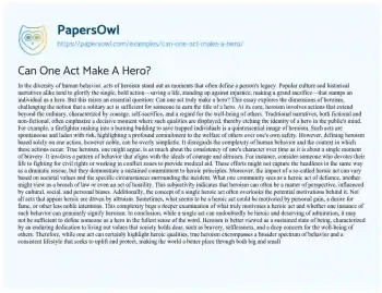 Essay on Can One Act Make a Hero?