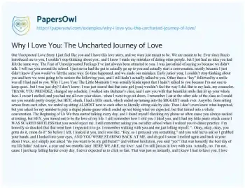 Essay on Why i Love You: the Uncharted Journey of Love