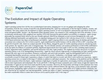 Essay on The Evolution and Impact of Apple Operating Systems