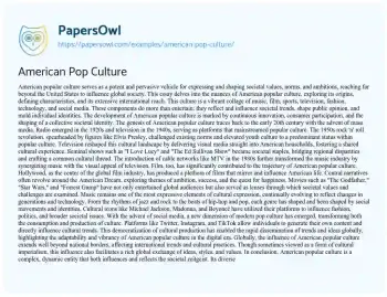 Essay on American Pop Culture