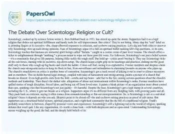 Essay on The Debate over Scientology: Religion or Cult?