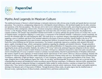 Essay on Myths and Legends in Mexican Culture