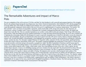 Essay on The Remarkable Adventures and Impact of Marco Polo