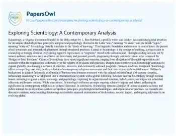 Essay on Exploring Scientology: a Contemporary Analysis