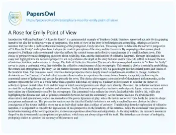 Essay on A Rose for Emily Point of View