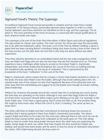 Essay on Sigmund Freud’s Theory: the Superego