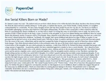 Essay on Are Serial Killers Born or Made?