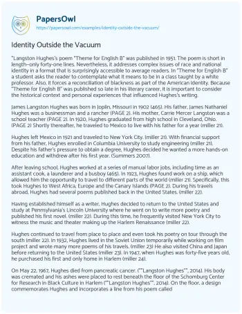 Essay on Identity Outside the Vacuum