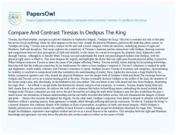 Essay on Compare and Contrast Tiresias in Oedipus the King