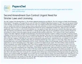 Essay on Second Amendment Gun Control: Urgent Need for Stricter Laws and Licensing