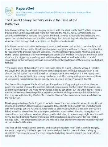 Essay on The Use of Literary Techniques in in the Time of the Butterflies