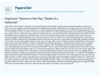 Essay on Important Themes in the Play “Death of a Salesman”