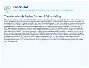 Essay on The Alamo Movie Review: Stories of Grit and Glory