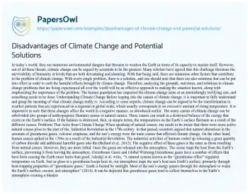 Essay on Climate Change Solutions