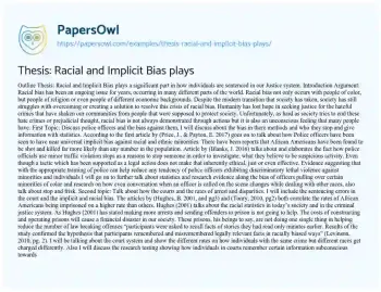 Essay on Thesis: Racial and Implicit Bias Plays