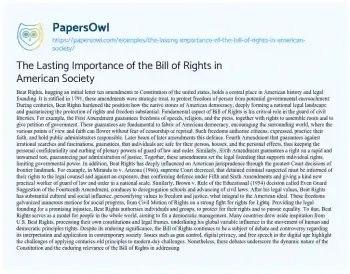 Essay on The Lasting Importance of the Bill of Rights in American Society