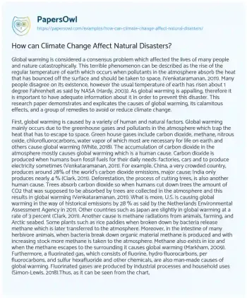 Essay on Climate Change and Natural Disasters