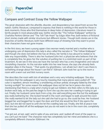 Essay on Compare and Contrast Essay the Yellow Wallpaper