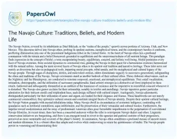 Essay on The Navajo Culture: Traditions, Beliefs, and Modern Life