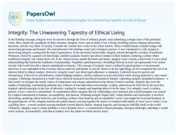 Essay on Integrity: the Unwavering Tapestry of Ethical Living