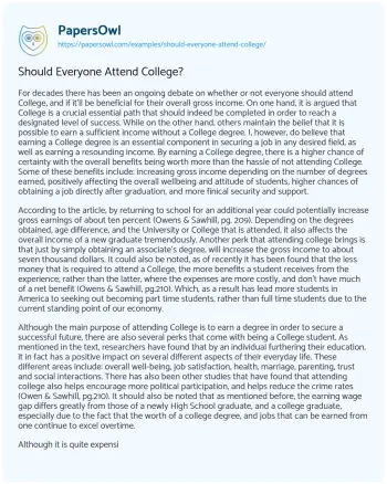 Essay on Should Everyone Attend College?