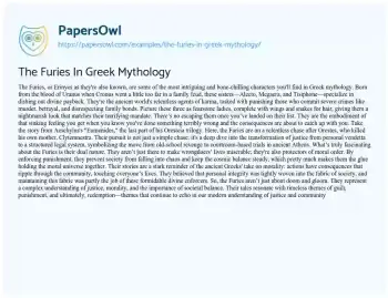 Essay on The Furies in Greek Mythology