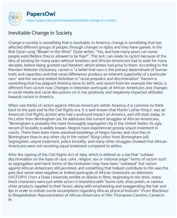 Essay on Inevitable Change in Society