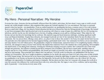 Essay on My Hero : Personal Narrative : my Heroine