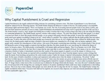 Essay on Why Capital Punishment is Cruel and Regressive