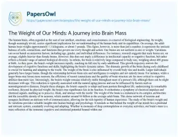 Essay on The Weight of our Minds: a Journey into Brain Mass