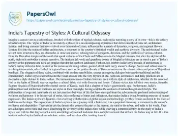 Essay on India’s Tapestry of Styles: a Cultural Odyssey