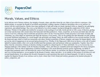 Essay on Morals, Values, and Ethicss