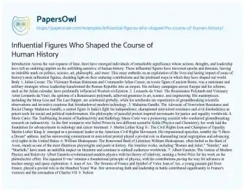 Essay on Influential Figures who Shaped the Course of Human History