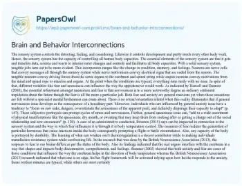 Essay on Brain and Behavior Interconnections